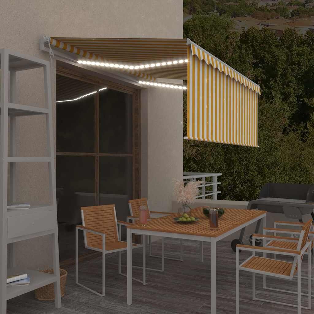 Tenda Automatica Sensore e Parasole 3,5x2,5 m Gialla e Bianca vidaXL