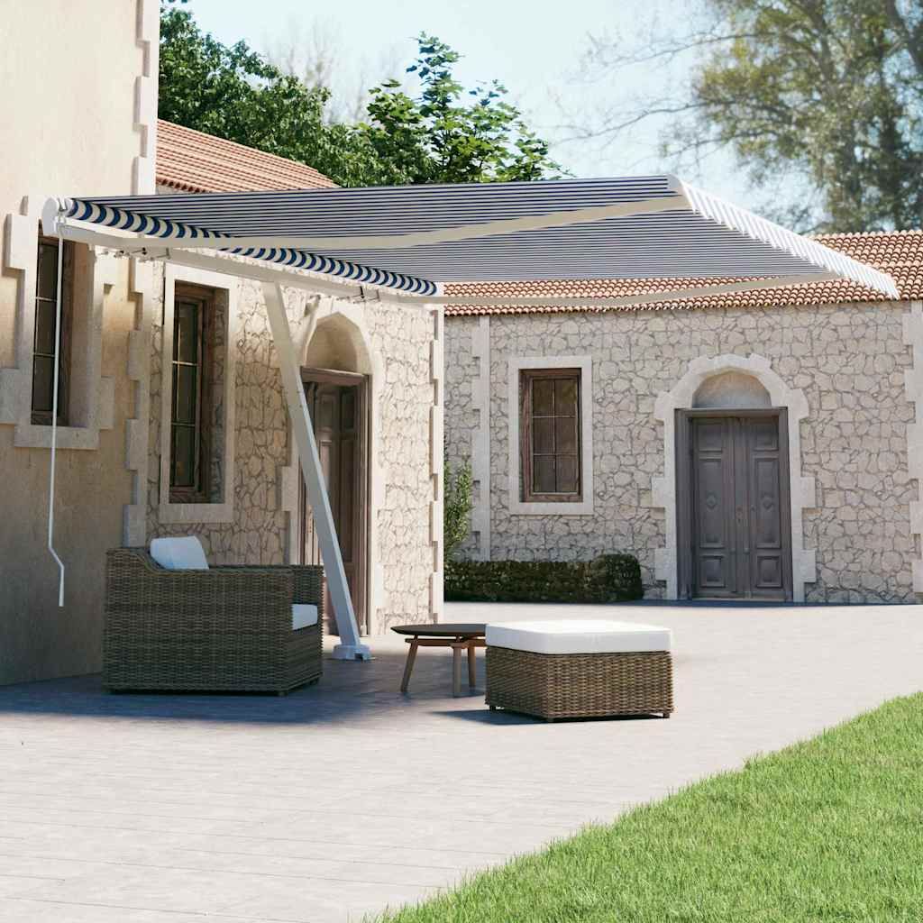 Tenda Retrattile Manuale Autoportante 400x300 cm Giallo Bianco vidaXL
