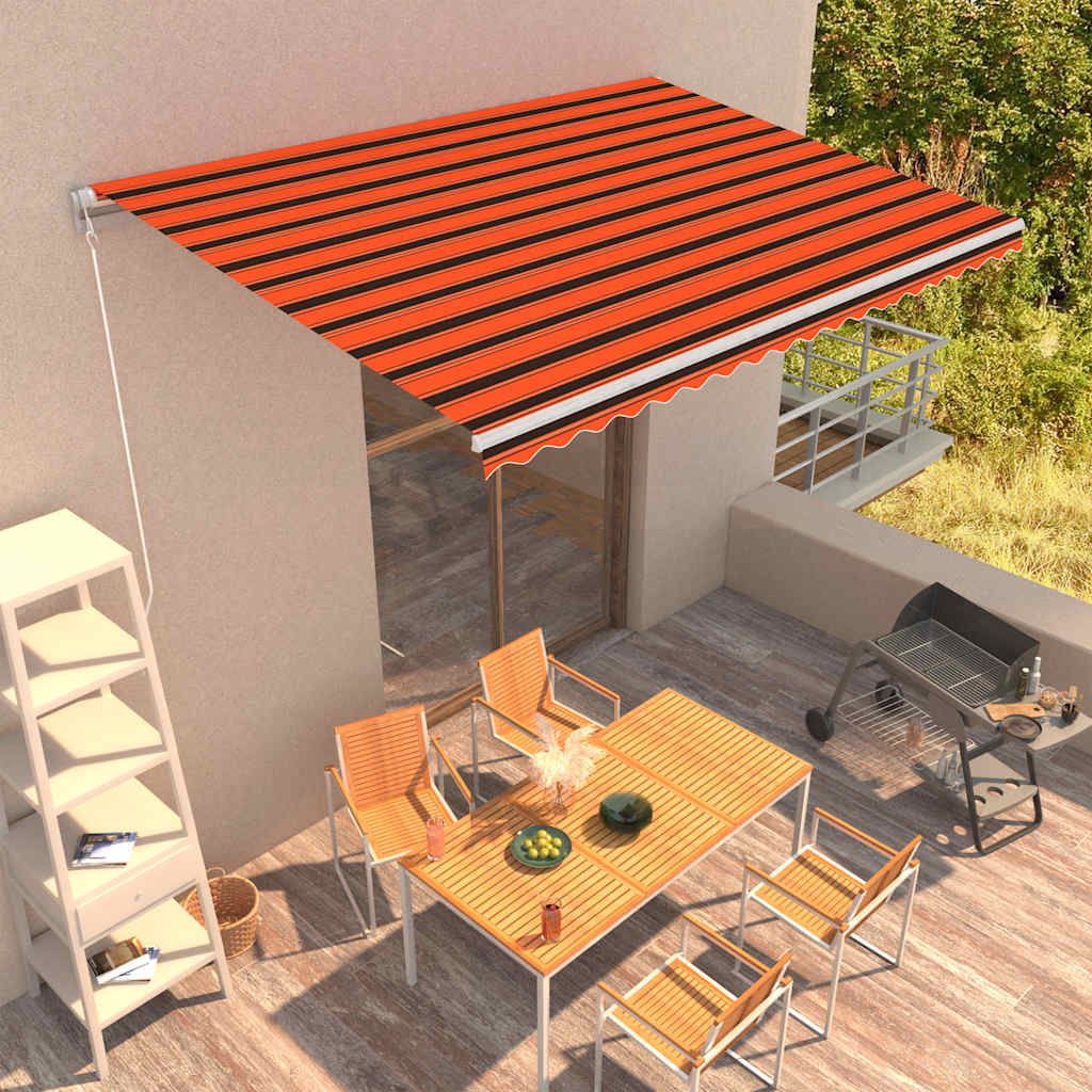 Tenda da Sole Retrattile Manuale 450x300 cm Arancione e Marrone vidaXL