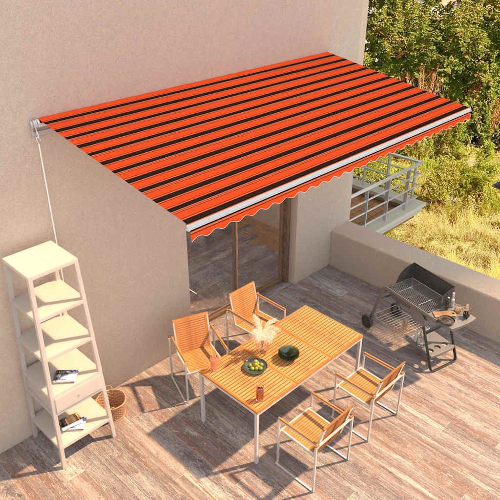 Tenda da Sole Retrattile Manuale 600x300 cm Arancione e Marrone vidaXL