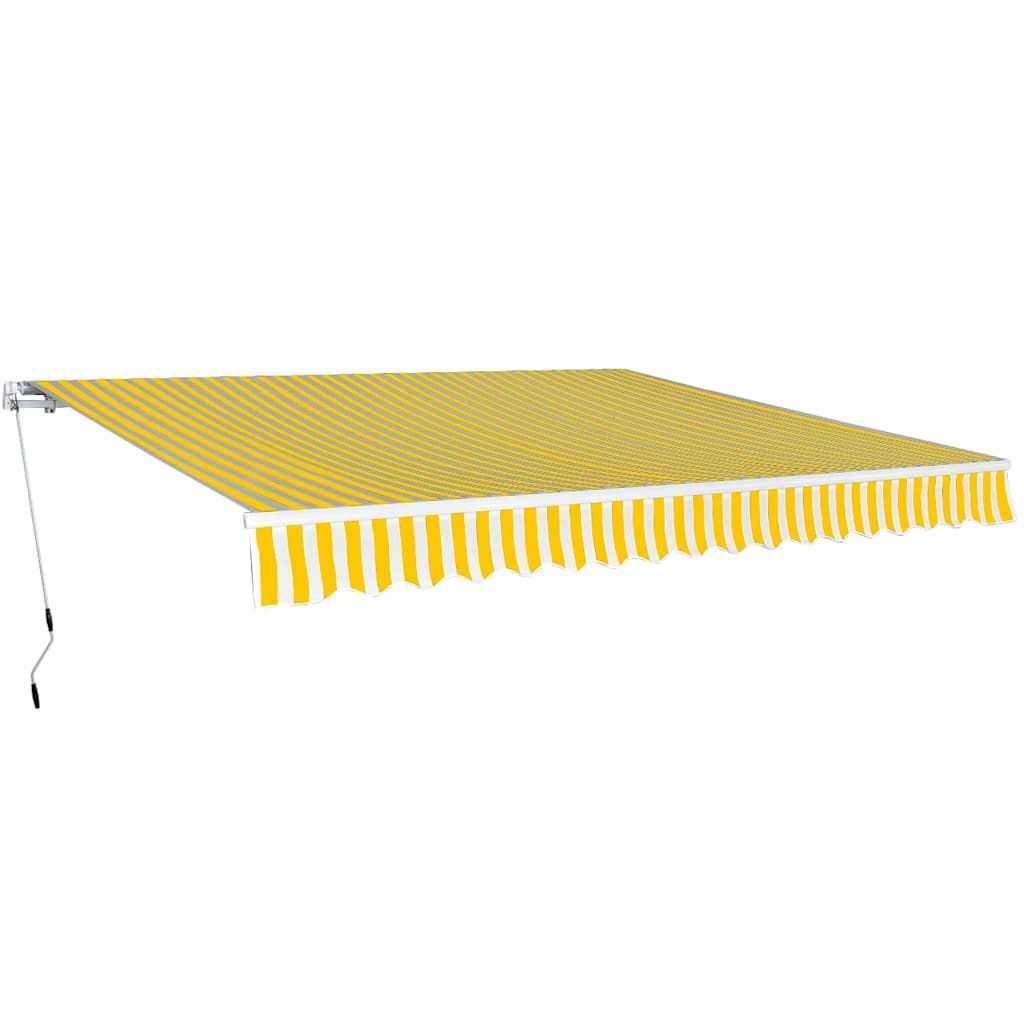 Tenda da Sole Pieghevole Manuale 400 cm Giallo/Bianco vidaXL