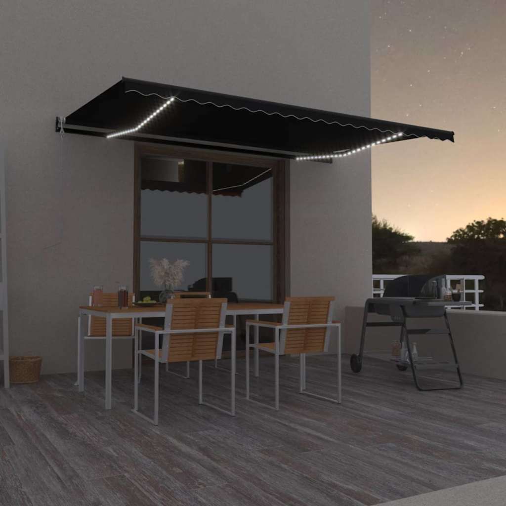 Tenda Automatica con Sensore Vento e LED 500x350 cm Antracite vidaXL