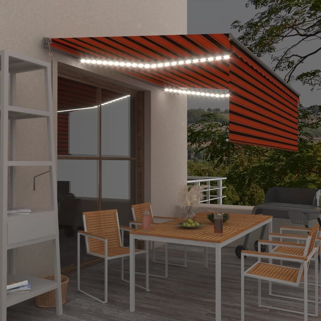 Tenda Automatica ParasoleLEDSensoreVento 4x3 m ArancioMarrone vidaXL