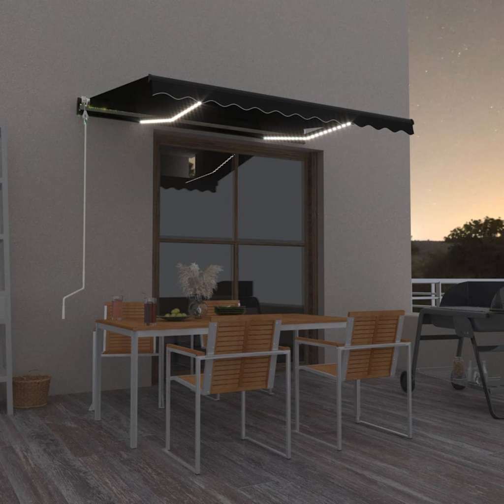 Tenda Automatica con Sensore Vento e LED 350x250 cm Antracite vidaXL