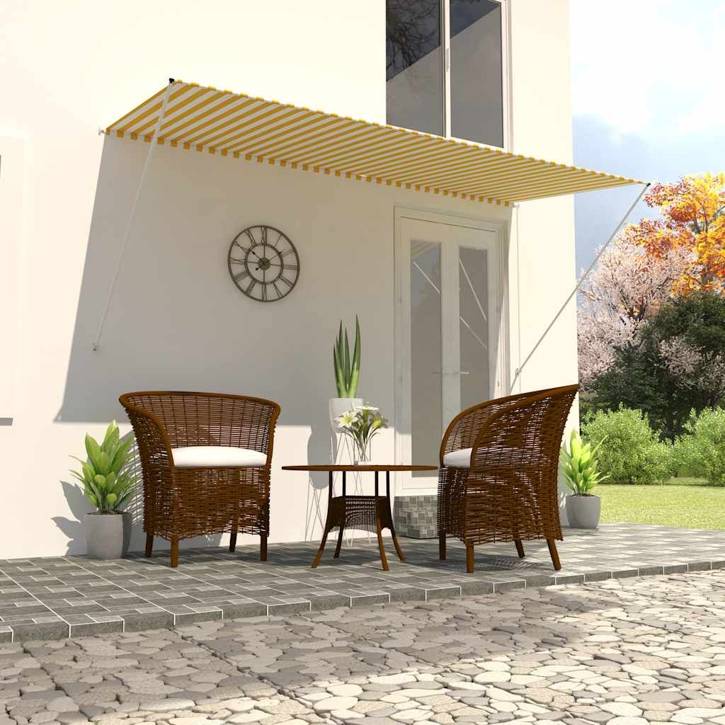 Tenda da Sole Retrattile 300x150 cm Giallo e Bianco vidaXL