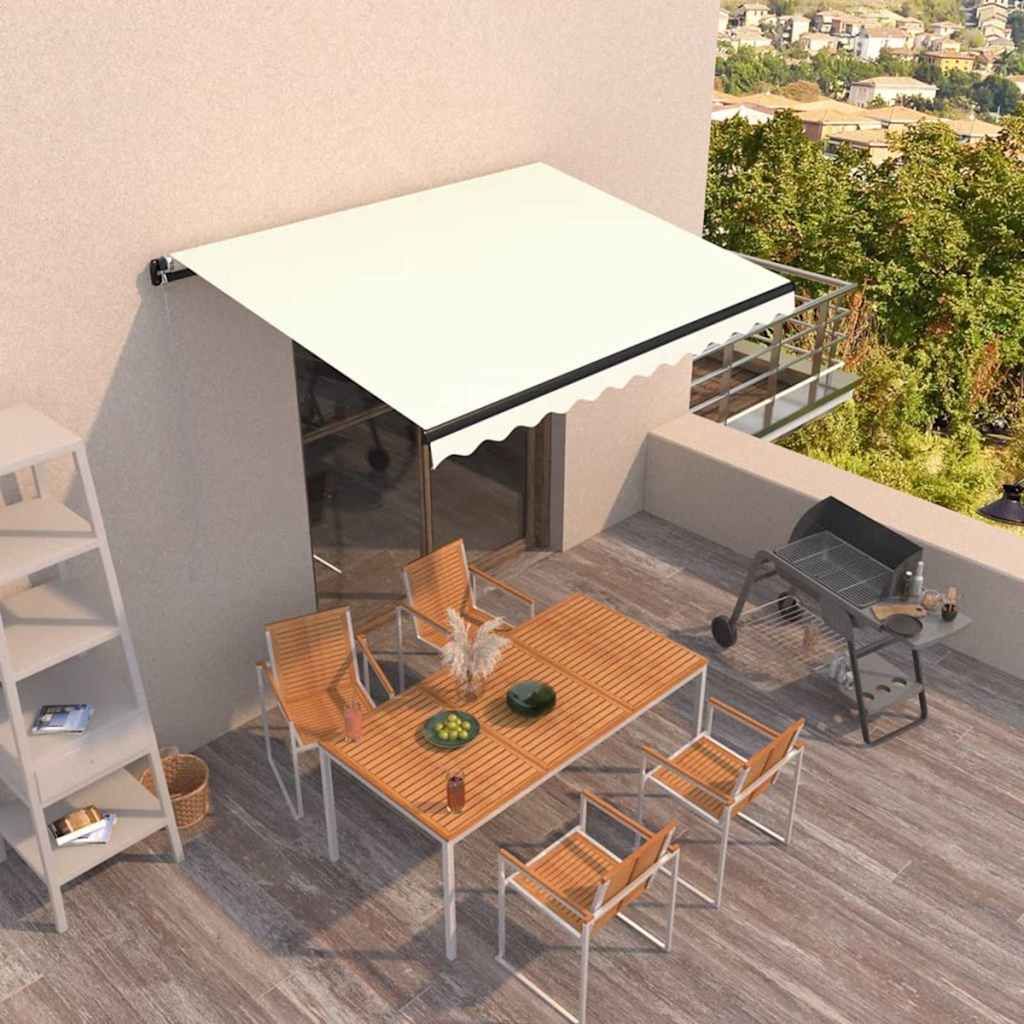 Tenda da Sole Retrattile Manuale 350x250 cm Crema vidaXL