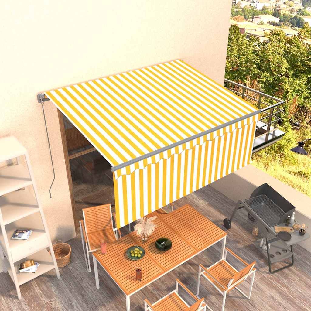 Tenda Sole Retrattile Manuale con Parasole 3x2,5m Gialla Bianca vidaXL