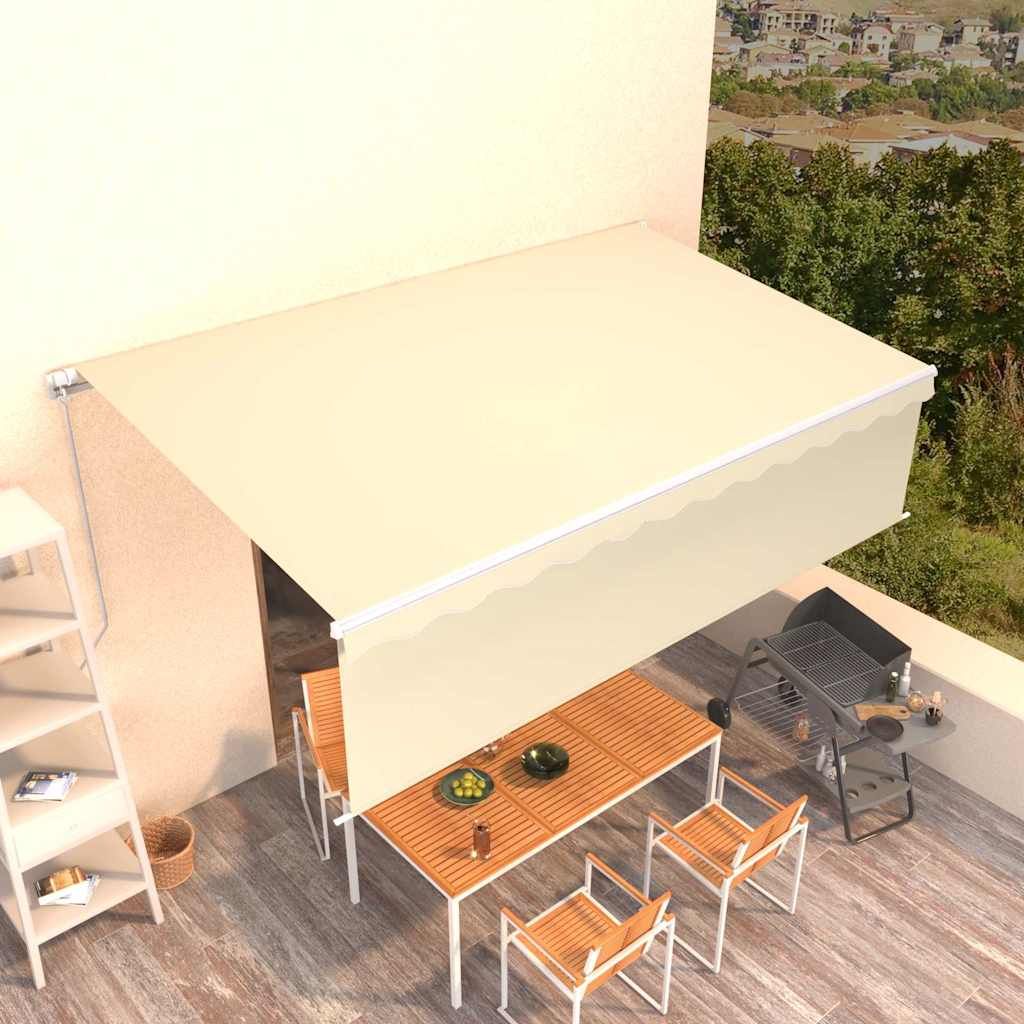Tenda da Sole Retrattile Manuale con Parasole 5x3 m Crema vidaXL