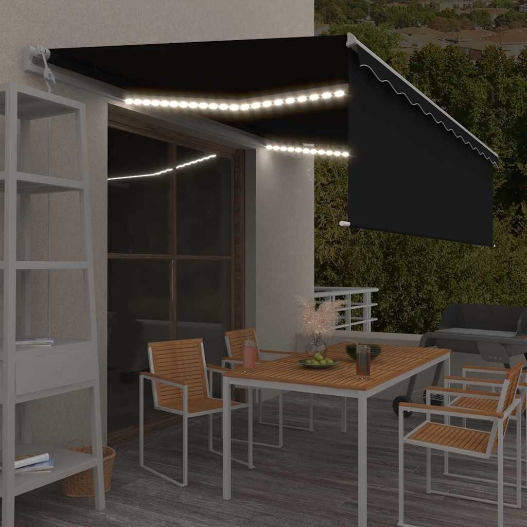 Tenda Automatica con Parasole Sensore Vento e LED 5x3 Antracite vidaXL