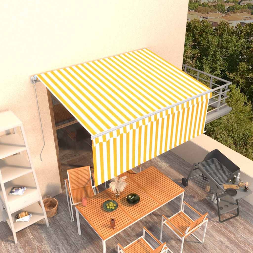 Tenda Sole Retrattile Manuale Parasole LED 3x2,5m Gialla Bianca vidaXL
