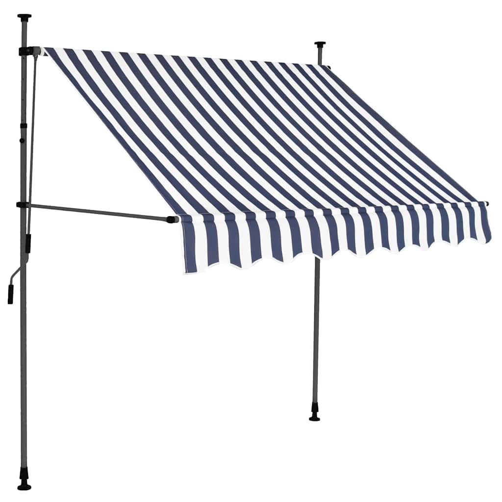 Tenda da Sole Retrattile Manuale con LED 200 cm Blu e Bianca vidaXL