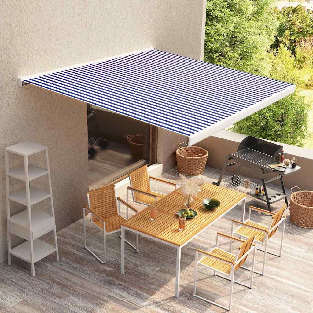 Tendone Parasole in Tela Blu e Bianco 350x250 cm vidaXL