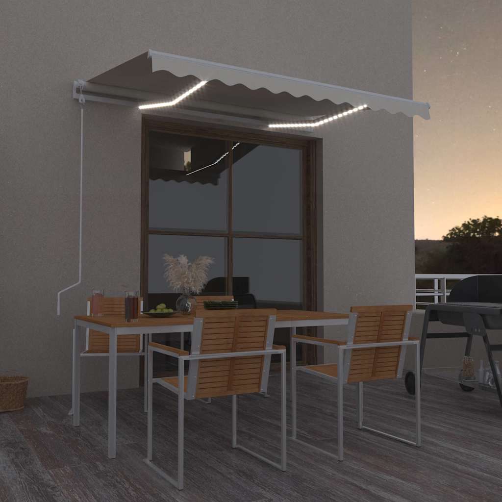 Tenda Automatica con Sensore Vento e LED 350x250 cm Crema vidaXL