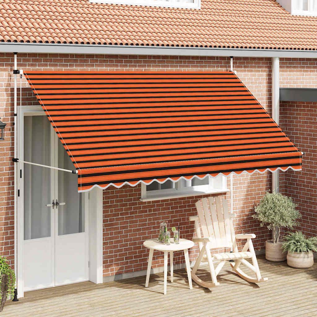 Tenda da Sole Retrattile Manuale 350 cm Arancione e Marrone vidaXL
