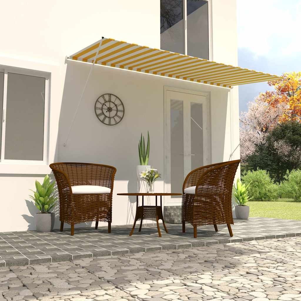 Tenda da Sole Retrattile 400x150 cm Giallo e Bianco vidaXL