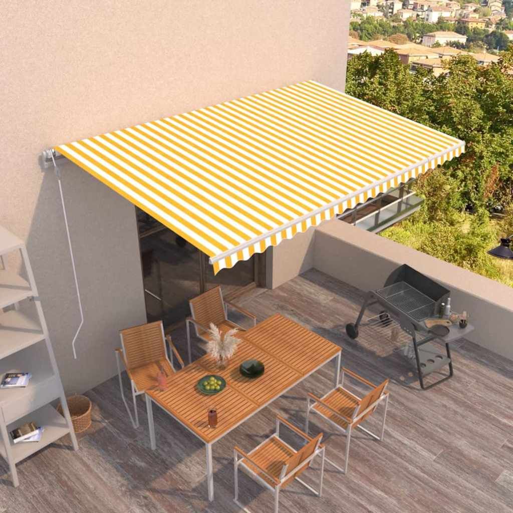 Tenda da Sole Retrattile Automatica 500x300cm Giallo e Bianco vidaXL