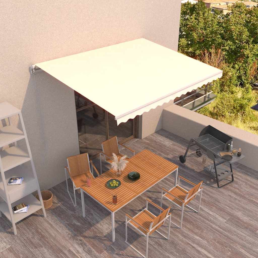 Tenda da Sole Retrattile Manuale 450x300 cm Crema vidaXL