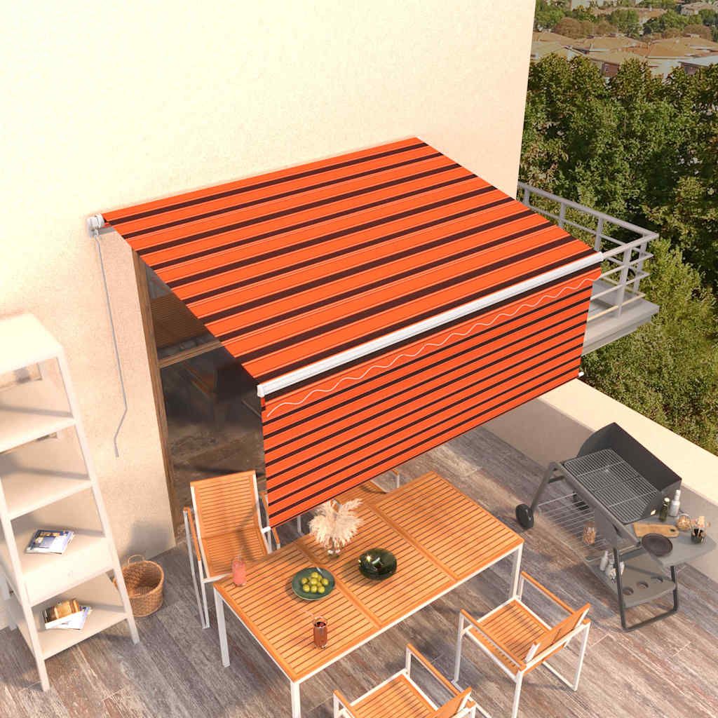 Tenda Retrattile Manuale con Parasole 3x2,5m Arancione Marrone vidaXL