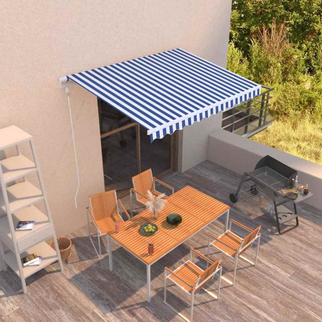Tenda da Sole Retrattile Automatica 350x250 cm Blu e Bianca vidaXL