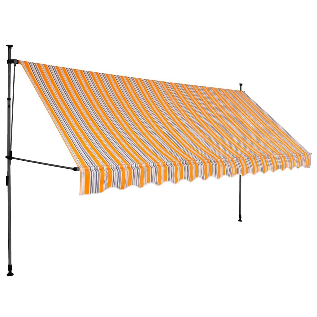 Tenda da Sole Retrattile Manuale con LED 350 cm Gialla e Blu vidaXL