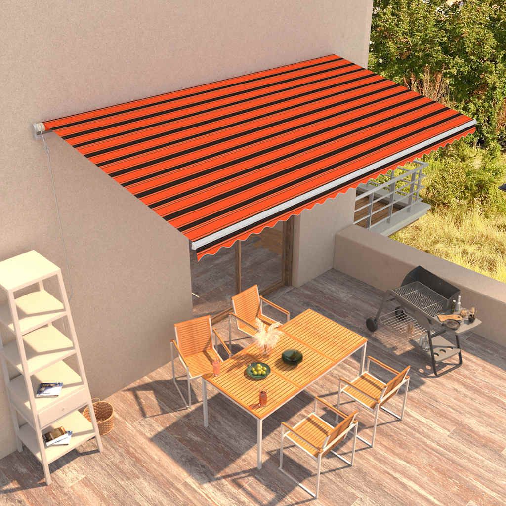 Tenda da Sole Retrattile 600x300 cm Arancione e Marrone vidaXL