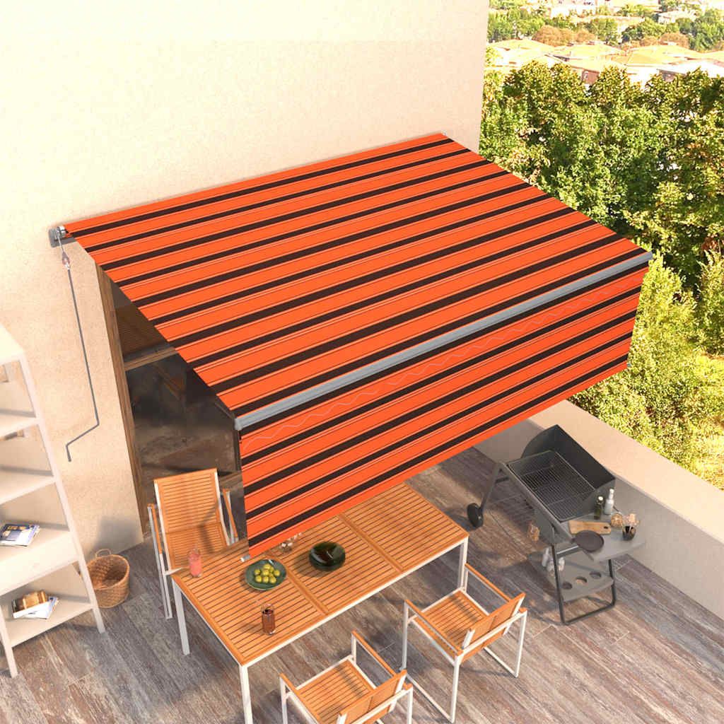 Tenda Retrattile Automatica con Parasole 4x3 m Arancio Marrone vidaXL