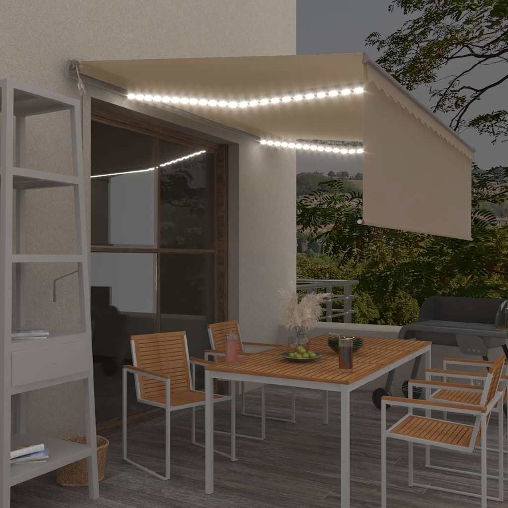 Tenda Automatica con Parasole LED e Sensore Vento 4x3 m Crema vidaXL