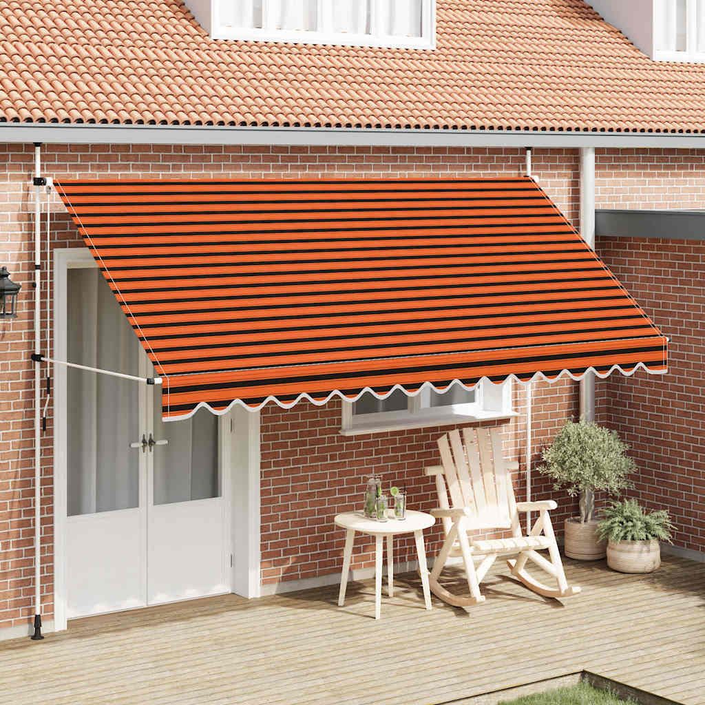 Tenda da Sole Retrattile Manuale 400 cm Arancione e Marrone vidaXL