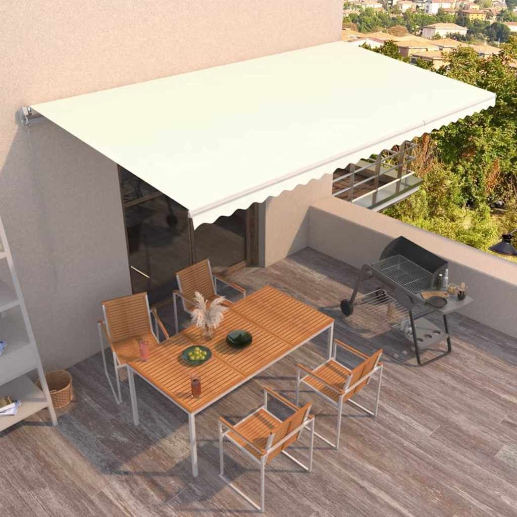Tenda da Sole Retrattile Manuale 600x350 cm Crema vidaXL