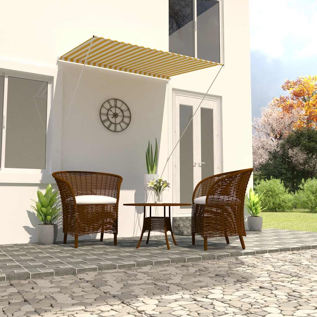 Tenda da Sole Retrattile 150x150 cm Giallo e Bianco vidaXL
