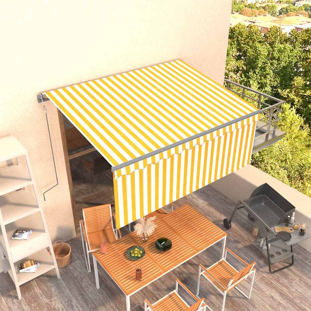 Tenda Sole Retrattile Automatica e Parasole 3x2,5mGialla Bianca vidaXL