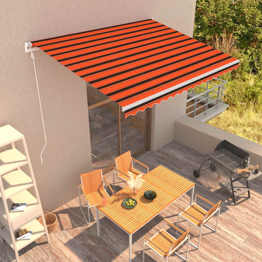 Tenda da Sole Retrattile Automatica 400x300 cm Arancione e Marrone vidaXL