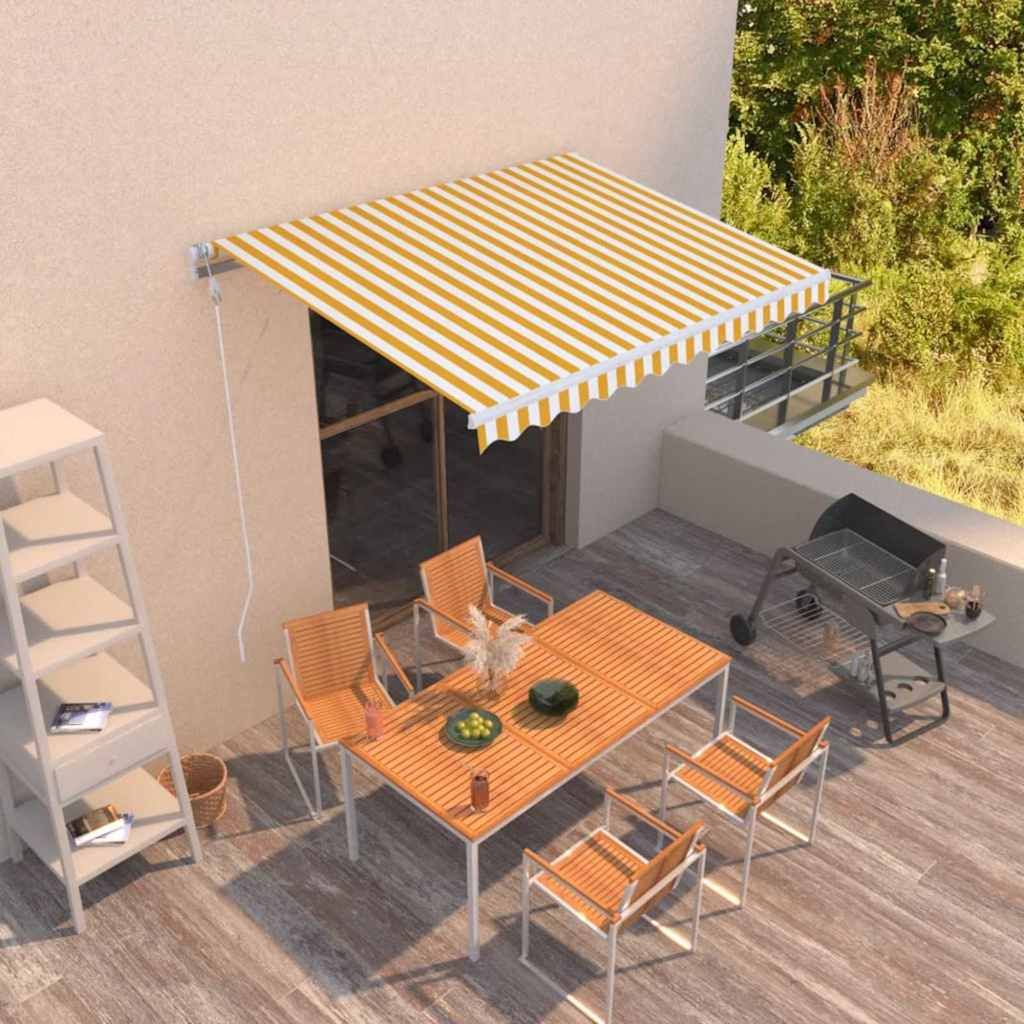 Tenda da Sole Retrattile Automatica 350x250 cm Gialla e Bianca vidaXL
