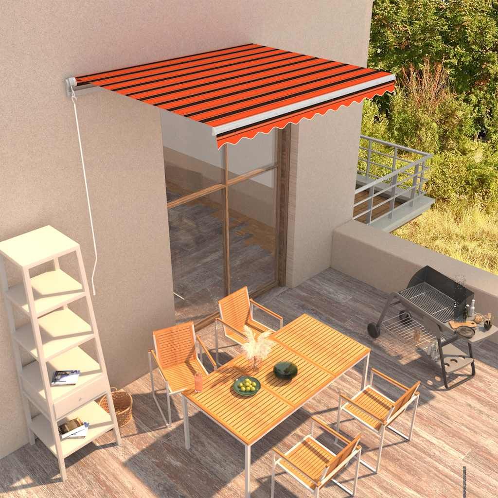 Tenda da Sole Retrattile Manuale 300x250 cm Arancione e Marrone vidaXL