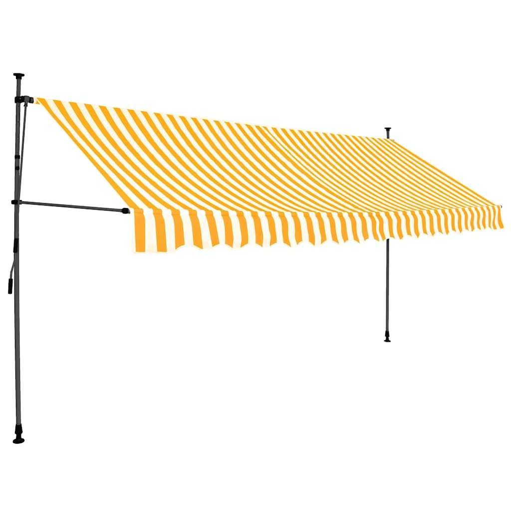 Tenda da Sole Retrattile Manuale LED 400 cm Bianca e Arancione vidaXL