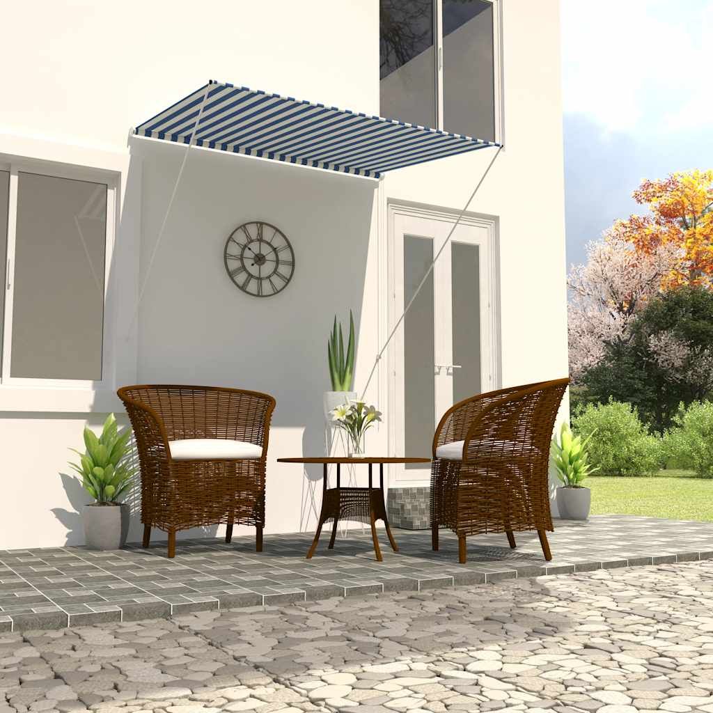 Tenda da Sole Retrattile 150x150 cm Blu e Bianco vidaXL