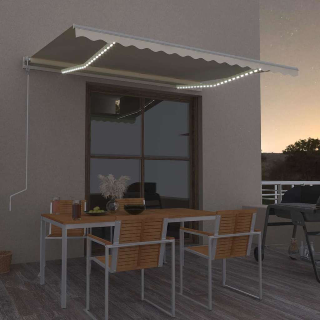 Tenda Automatica con Sensore Vento e LED 400x300 cm Crema vidaXL