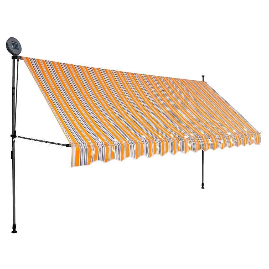 Tenda da Sole Retrattile Manuale con LED 400 cm Gialla e Blu vidaXL