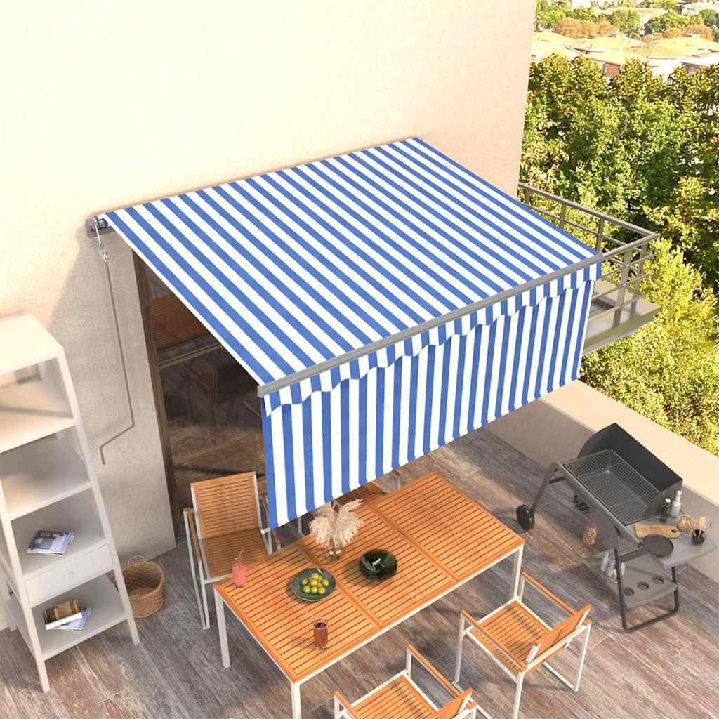 Tenda Sole Retrattile Automatica con Parasole 3x2,5m Blu Bianco vidaXL