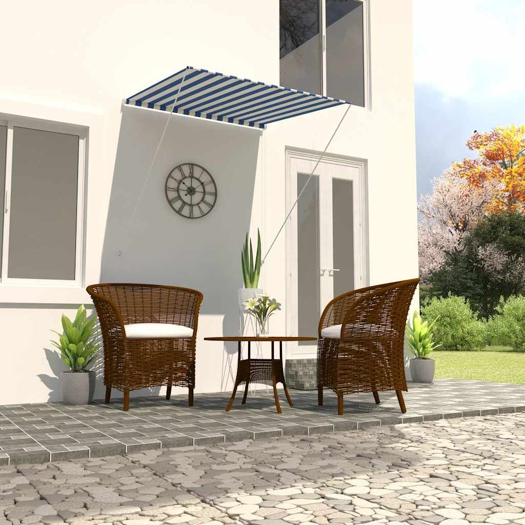 Tenda da Sole Retrattile 100x150 cm Blu e Bianco vidaXL