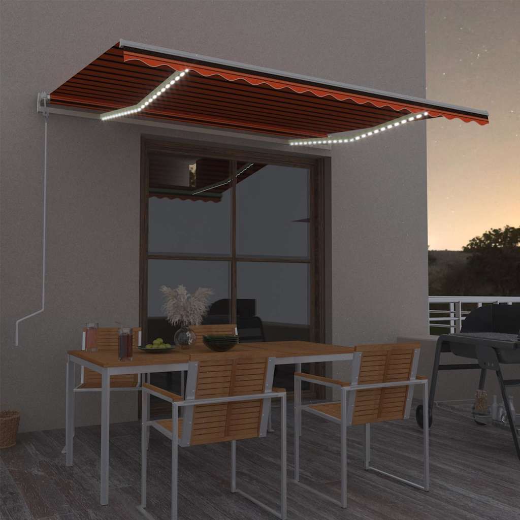 Tenda Automatica Sensore Vento e LED 400x300 cm Arancio Marrone vidaXL