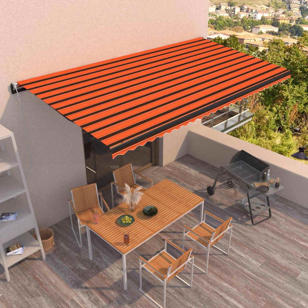 Tenda da sole automatica retrattile 600x300 cm Arancione e Marrone vidaXL