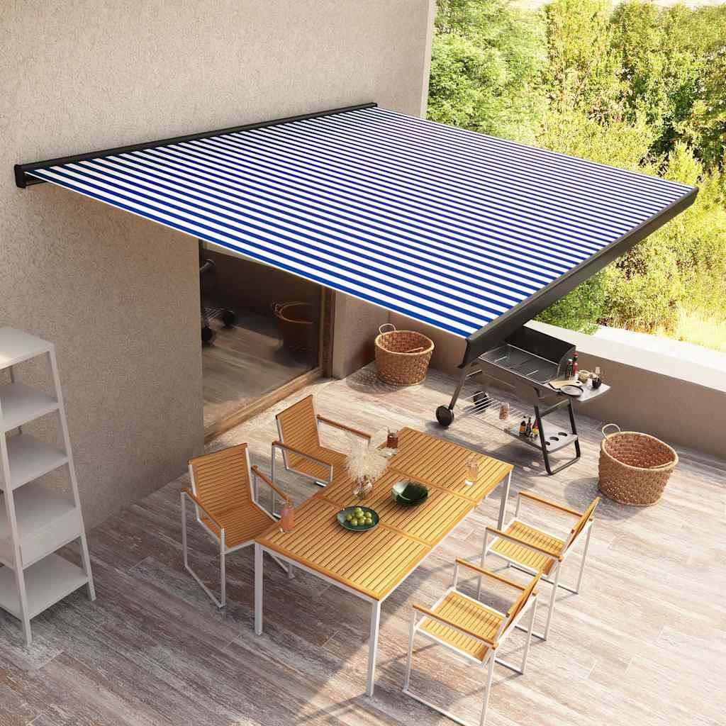 Tenda a Cassonetto Motorizzata 400x300 cm Blu e Bianco vidaXL