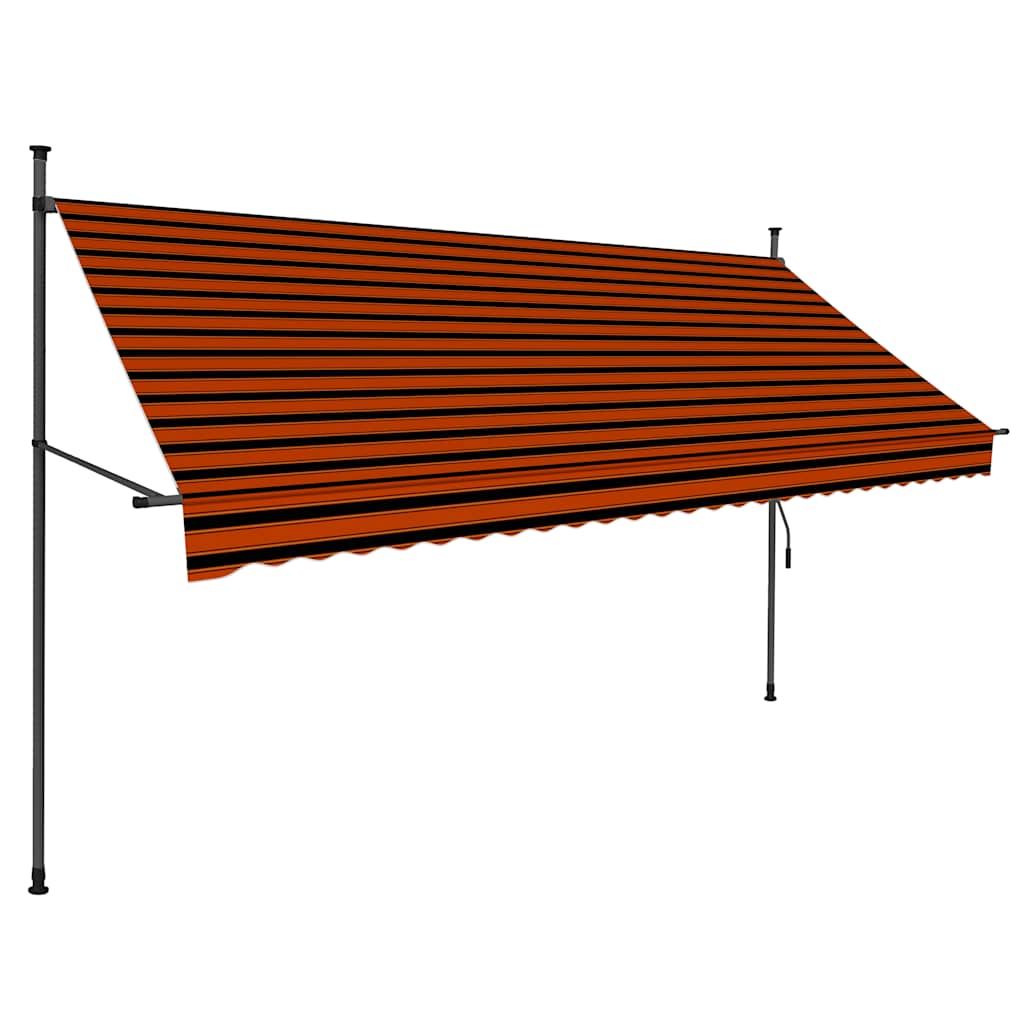 Tenda da Sole Retrattile Manuale LED 300 cm Arancione e Marrone vidaXL