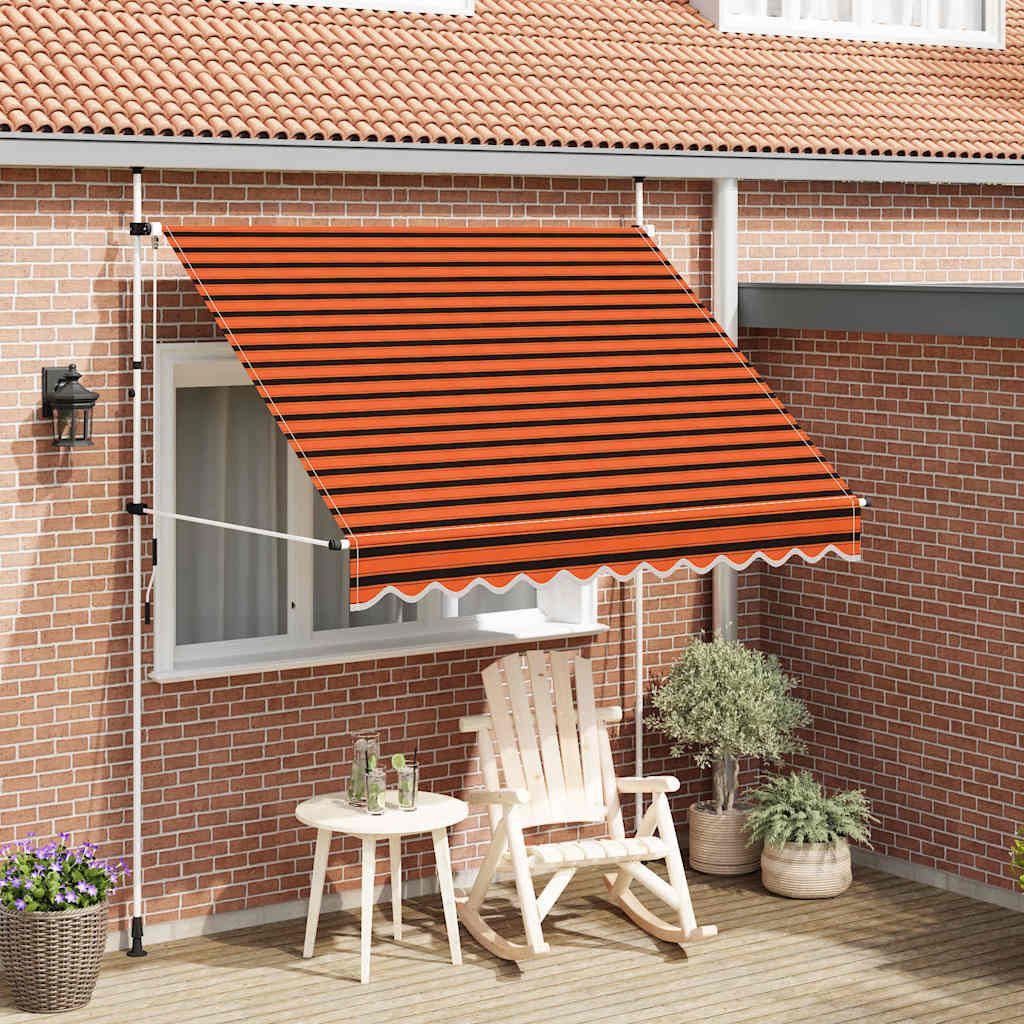 Tenda da Sole Retrattile Manuale 250 cm Arancione e Marrone vidaXL