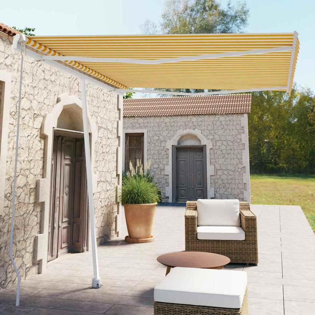 Tenda da Sole Manuale Autoportante 300x250 cm Gialla/Bianca vidaXL