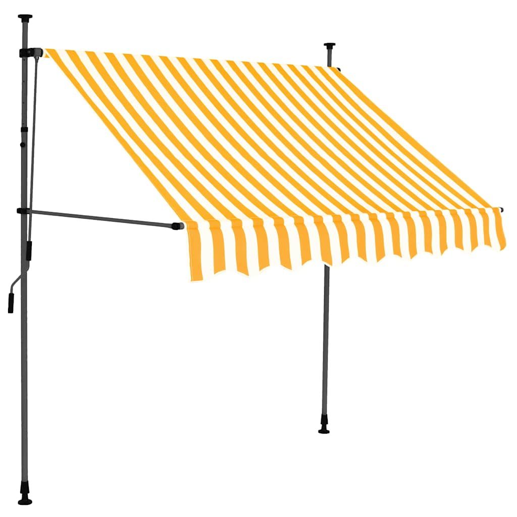 Tenda da Sole Retrattile Manuale LED 150 cm Bianca e Arancione vidaXL