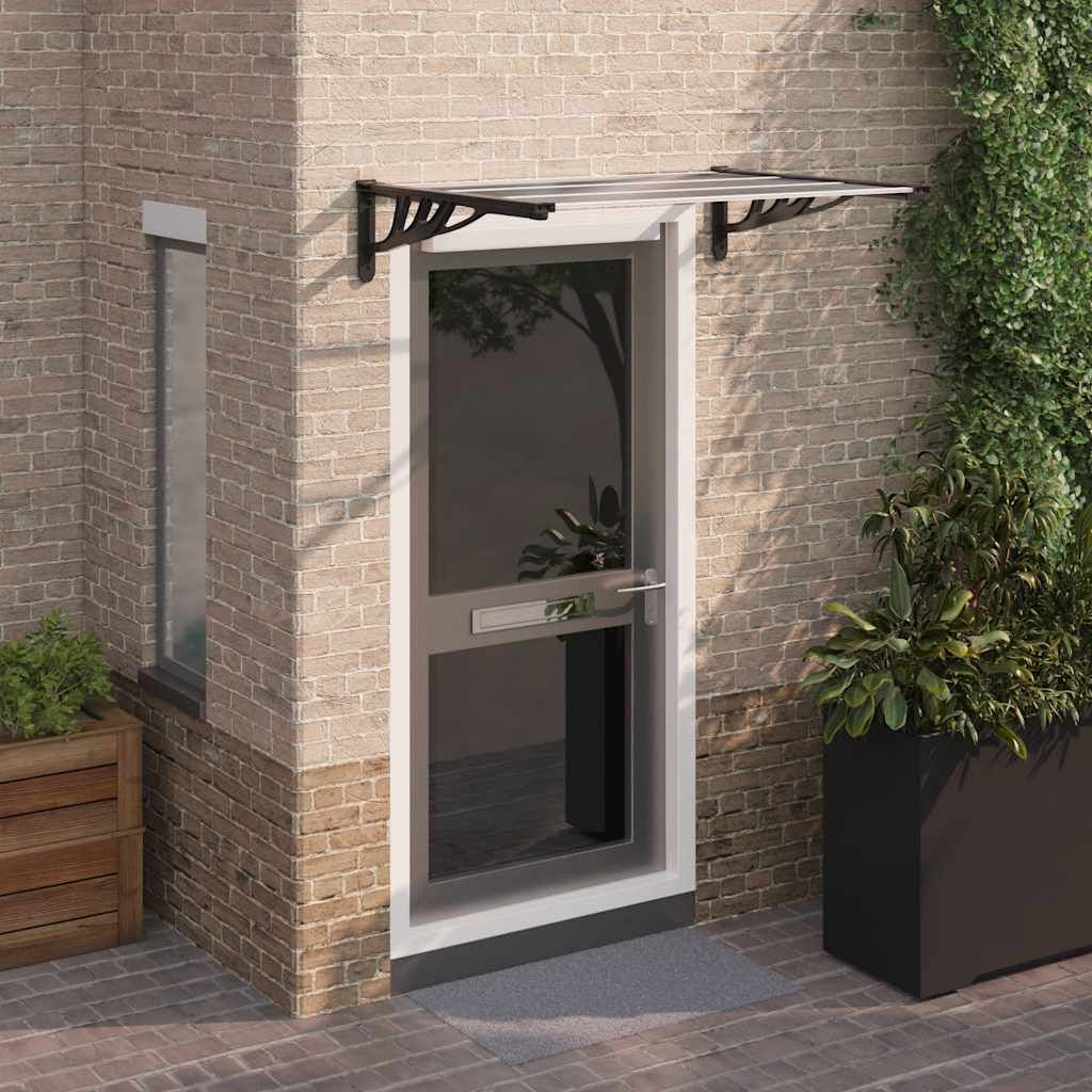 Tettoia per Porta Nero e Trasparente 122x90 cm in Policarbonato vidaXL