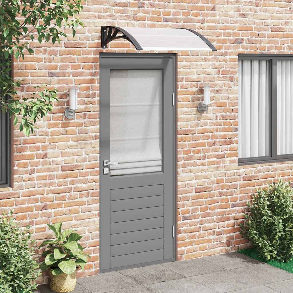 Tettoia per Porta Nero e Trasparente 80x75 cm in Policarbonato vidaXL