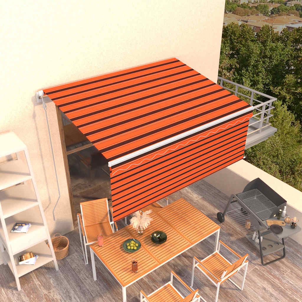 Tenda Retrattile Automatica Parasole 3,5x2,5m Arancio e Marrone vidaXL